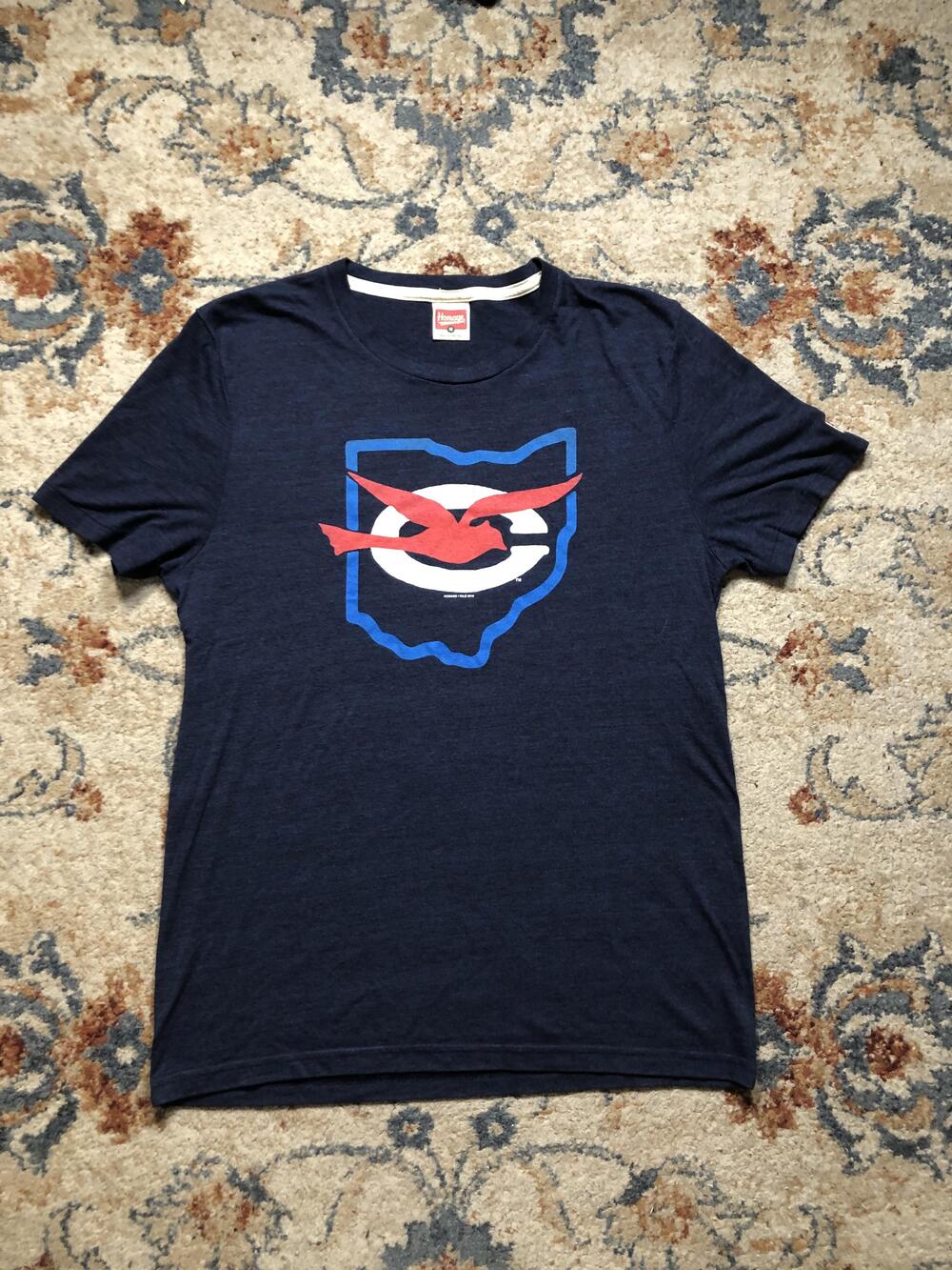 Homage Cleveland Guardians Shirt Mens Medium Navy Blue Ohio Logo Tee Graphic MLB